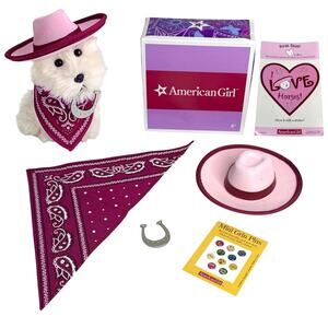 American Girl Today Coconut Dude Ranch Horse Lover ACCESSORIES Hat Toy Scarf Box
